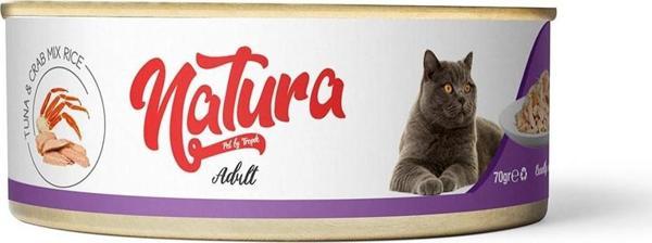 Natura Ton Balığı_Yengeç, Et Suyu İçinde Pirinçli Kedi Konservesi 70Gr - Image 1