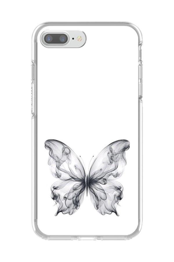 Dali Design İphone 7 Plus Uyumlu Şeffaf Kılıf Dumanlı Kelebek Tasarımlı - Image 1