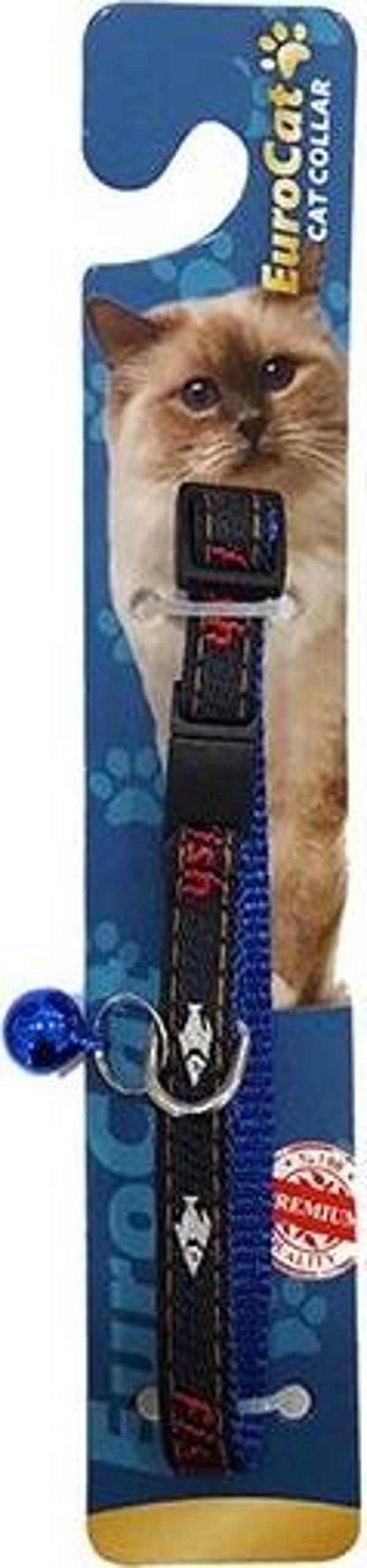 EuroCat Balık Desenli Çıngıraklı Kedi Boyun Tasması Mavi - Image 1