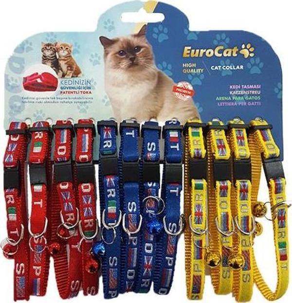 EuroCat Bayrak Desenli Çıngıraklı Kedi Boyun Tasması 12'li - Image 1