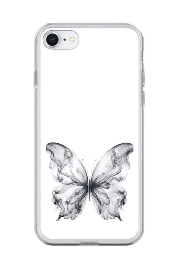 Dali Design İphone 7 Uyumlu Şeffaf Kılıf Dumanlı Kelebek Tasarımlı - Image 1