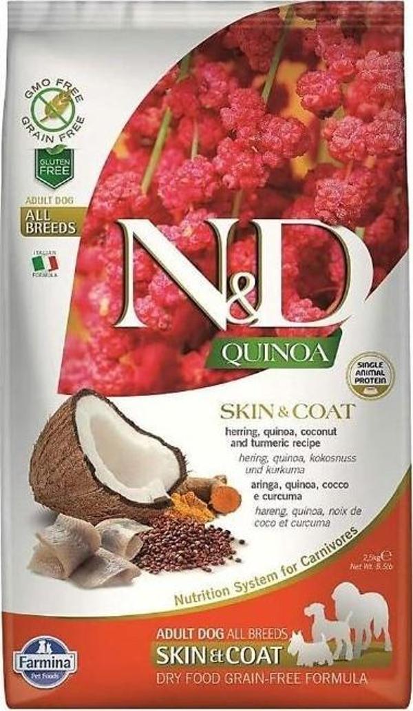 N&D Quinoa Skin&Coat Ringa Balıklı Mini Yetişkin Köpek Maması 2,5 Kg - Image 1