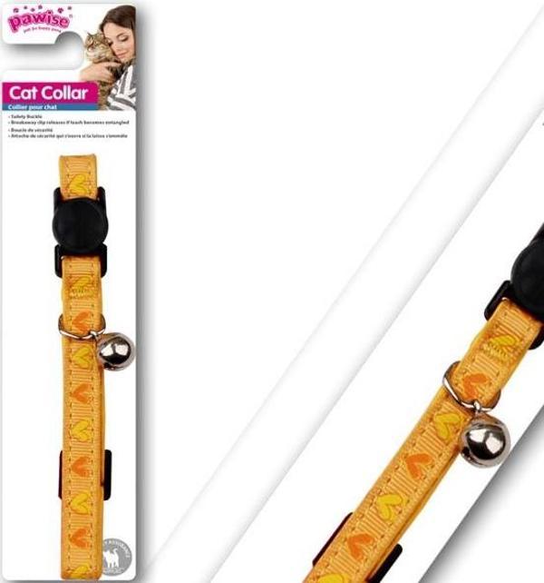 Pawise Kalp Desenli Sarı Kedi Boyun Tasması 30 cm - Image 1