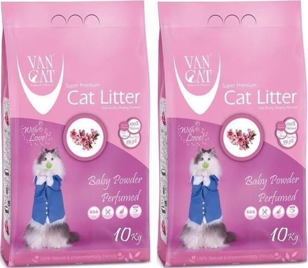 Vancat Bebek Pudralı İnce Taneli 10 kg/11.8 lt 2'li Bentonit Kedi Kumu - Image 1