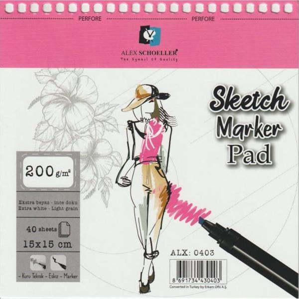 Alex Schoeller Spiralli Sketch Marker Pad 200gr 15x15cm 40 Yaprak - Image 1
