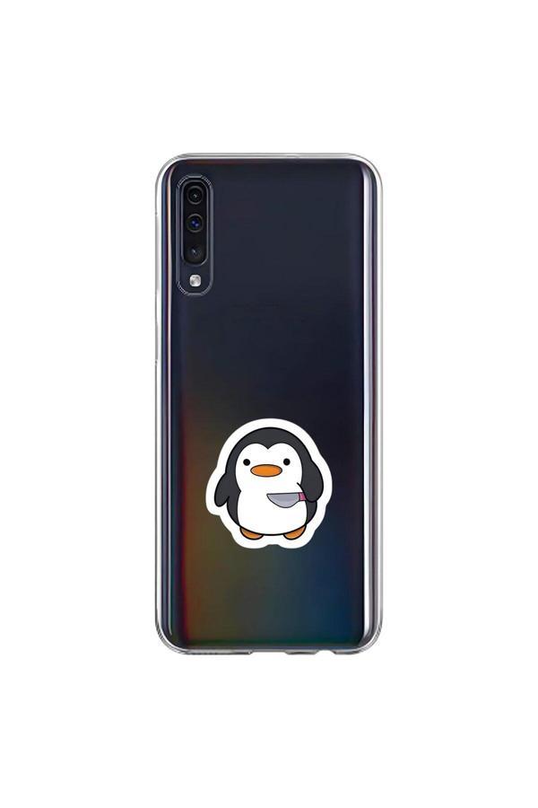 Dali Design Samsung Galaxy A70 Uyumlu Şeffaf Kılıf Couple Penguen 2 Tasarımlı - Image 1