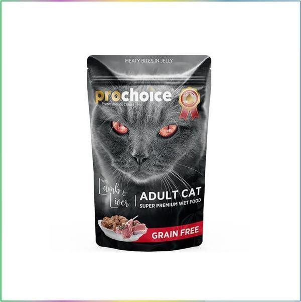 Pro Choice Pouch Jöle İçinde Kuzulu ve Ciğerli Tahılsız Yaş Kedi Maması 85 Gr - Image 1