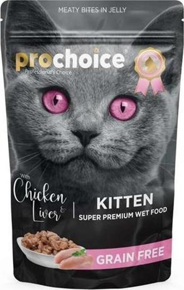 ProChoice Pouch Jöle İçinde Tavuklu ve Ciğerli Tahılsız Yavru Kedi Konservesi 85gr - Image 1