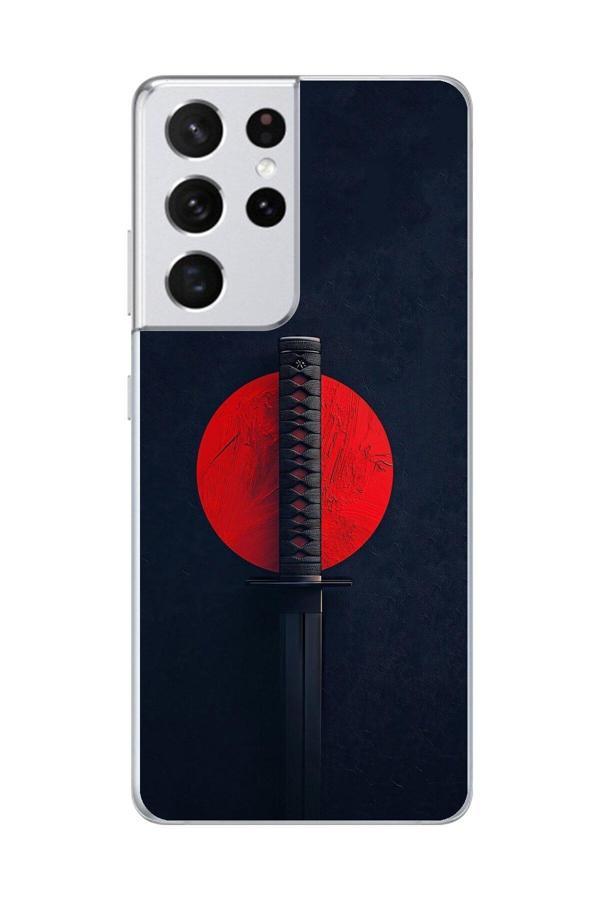 Dali Design Samsung Galaxy S21 Ultra Uyumlu Şeffaf Kılıf Samuray Kılıcı Tasarımlı - Image 1