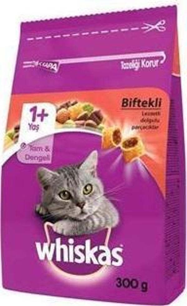 Whiskas Biftekli ve Havuçlu Yetişkin Kedi Maması 300 Gr - Image 1