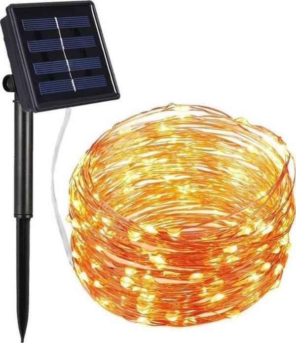 Schulzz Solar Güneş 12 Metre 100 Led Enerjili Dış Bahçe Aydınlatma Su Geçirmez Led - Image 1