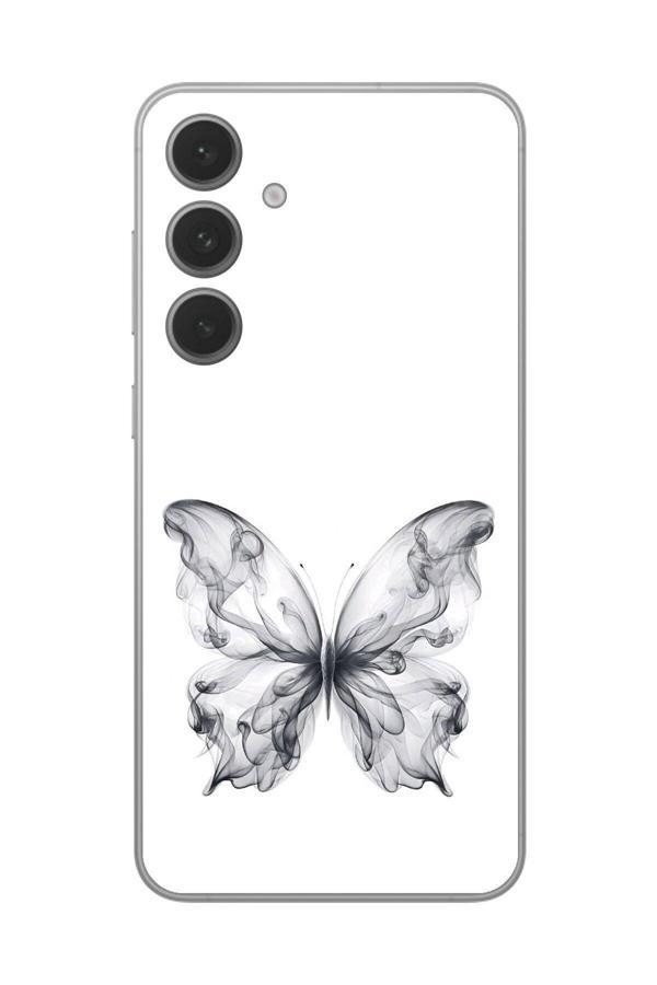 Dali Design Samsung Galaxy S24 Uyumlu Şeffaf Kılıf Dumanlı Kelebek Tasarımlı - Image 1