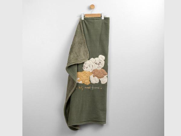 AYI NAKIŞLI İÇİ PELUŞLU POLAR BATTANİYE -90X90 - ATABAY - FLE249020 - Haki - 0 - 12 Ay - FLE249020-Haki-0 - 12 Ay Haki - Image 1