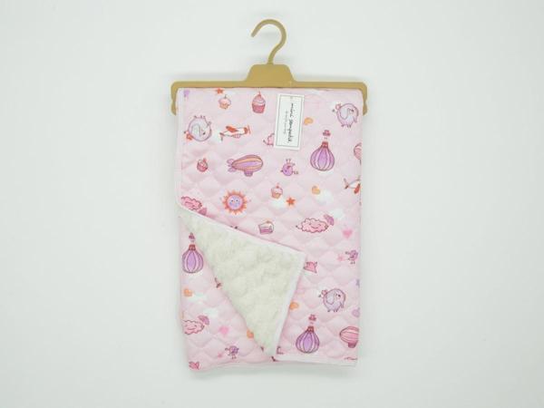 BASKILI KAPİTONE İÇİ PELUŞLU BATTANİYE - 90X90 - Pembe - 0 - 12 Ay - MNS4001-Pembe-0 - 12 Ay Pembe - Image 1