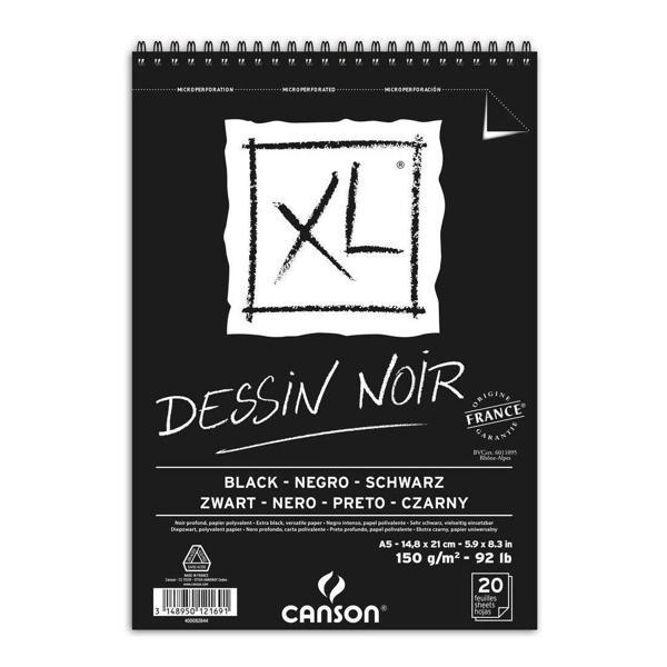 Supertrend XL Noir Spiralli Siyah Eskiz Çizim Defteri 150 gr. A5 20 yaprak - Image 1