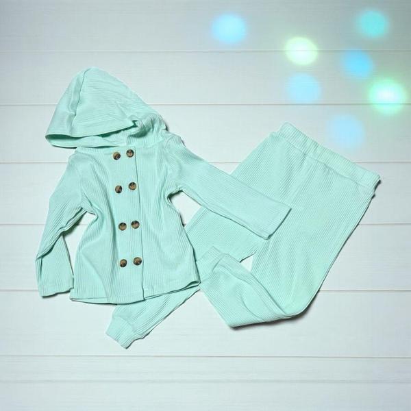 KAPÜŞONLU FİTİLLİ PENYE İKİLİ TAKIM - PRL1404-Mint Yeşili-3 Yaş Mint Yeşili - Image 1