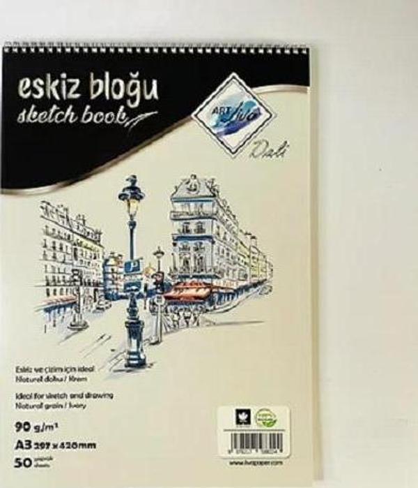 Art Liva Dali Eskiz ve Çizim Defteri 90gr A3 50 Yaprak - Image 1