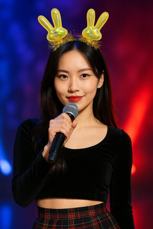 KPop Korean Style Yılbaşı Yeni Yıl Altın Parlak Tavşan Kulaklı Taç Kadın Şarkıcı Sahne Parti Aksesuarı - Image 1