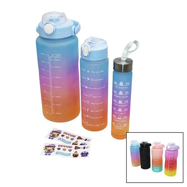 3 BOY YAVRULU PİPETLİ RENKLİ SULUK MATARA (5365) - Image 1