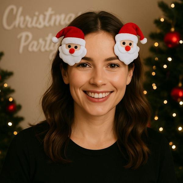 Yılbaşı Temalı Sevimli Noel Baba Tokası Çifti Kadın Çocuk İçin Parti Aksesuarı Hediyelik Model 5 - Image 1