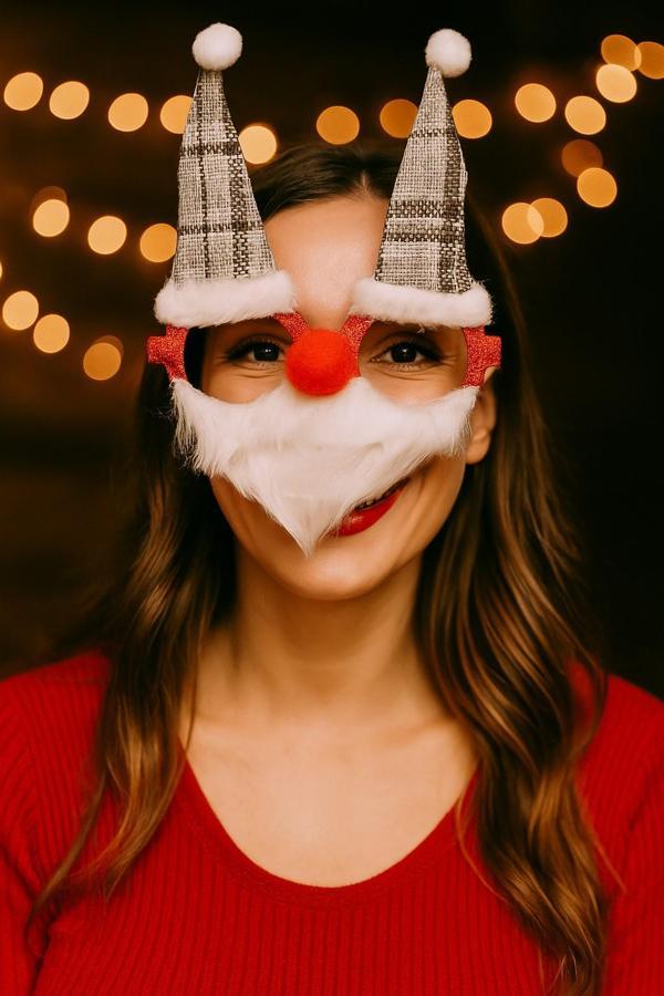 Yılbaşı Temalı Noel Baba Gözlük Sakallı Şapkalı Parti Kostüm Aksesuarı Eğlenceli Fotoğraf Çekim Ürün - Image 1