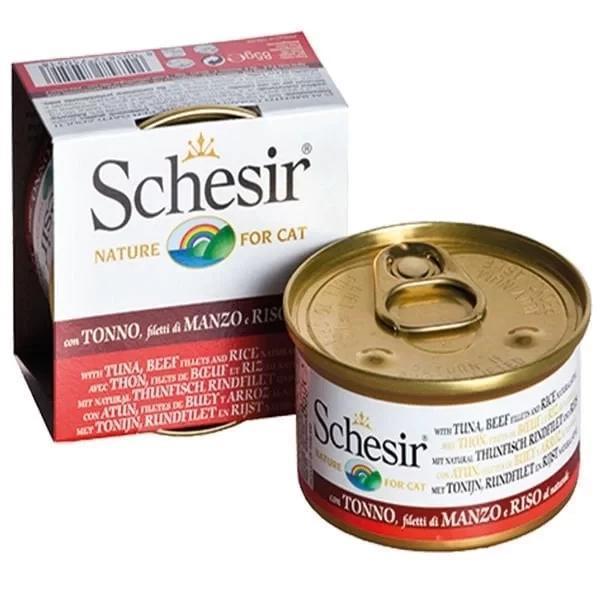 Schesir Ton Balık ve Sığır Etli Naturel Konserve Kedi Maması 85 Gr - Image 1