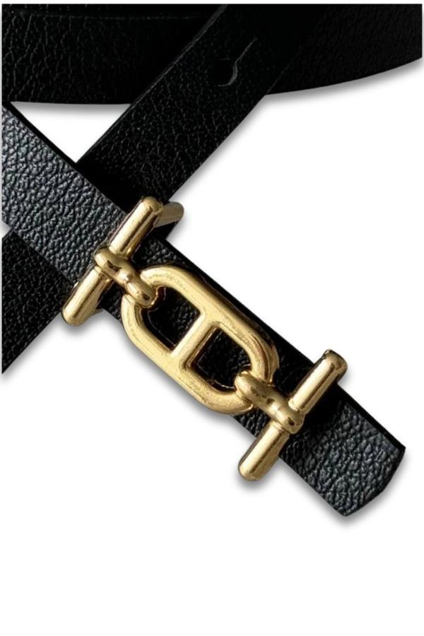 Vos Versa İnce Gold Tokalı Siyah İnce Kadın Kemeri VOSDK0212101 - Image 1