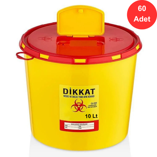 Tıbbi Atık Kovası 10 Litre x 60 Adet - Güvenli ve Dayanıklı (TAK 3210) - Image 1
