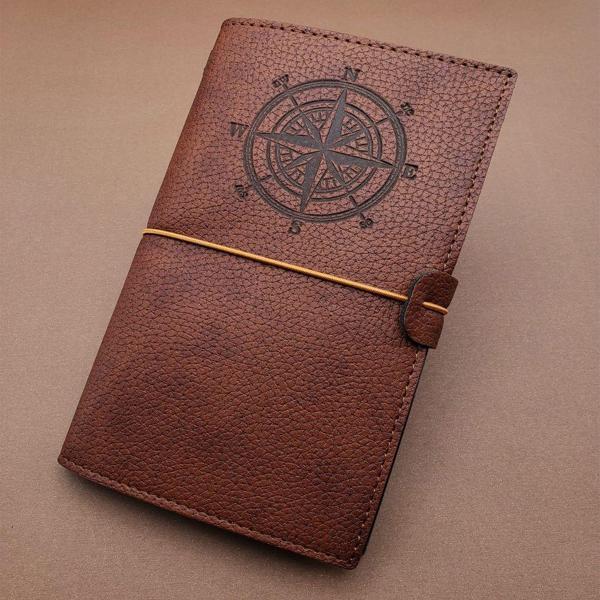 Kahverengi Pusula Temalı Deri Defter - Image 1