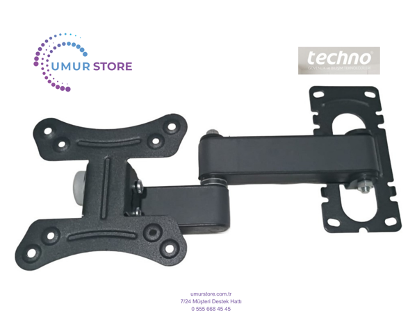 Techno 19" 12V Full Hd 17”- 27” inç Monitör Lcd Led TV Hareketli Duvar Askı Aparatı - Image 1