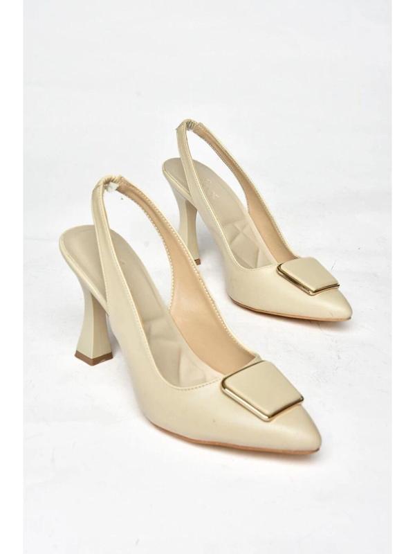 BİÇOMİ Pıert Bej Cilt Topuklu Ayakkabı - Image 1