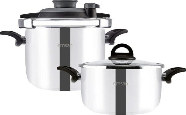 Emsan Vera Düdüklü Tencere Seti 4 + 6 Litre Siyah - Image 1