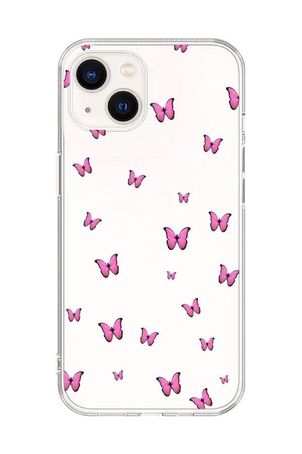 Dali Design İphone 14 Uyumlu Şeffaf Kılıf Şeffaf Şeffaf Kelebek 2 Tasarımlı - Image 1