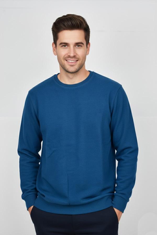 Erkek Sıfır Yaka Selanik Sweatshirt Regular Kalıp BGL-ST04870 - Image 1