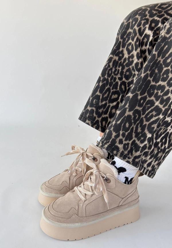 BİÇOMİ Muden Bej Süet Bağcıklı Bot - Image 1