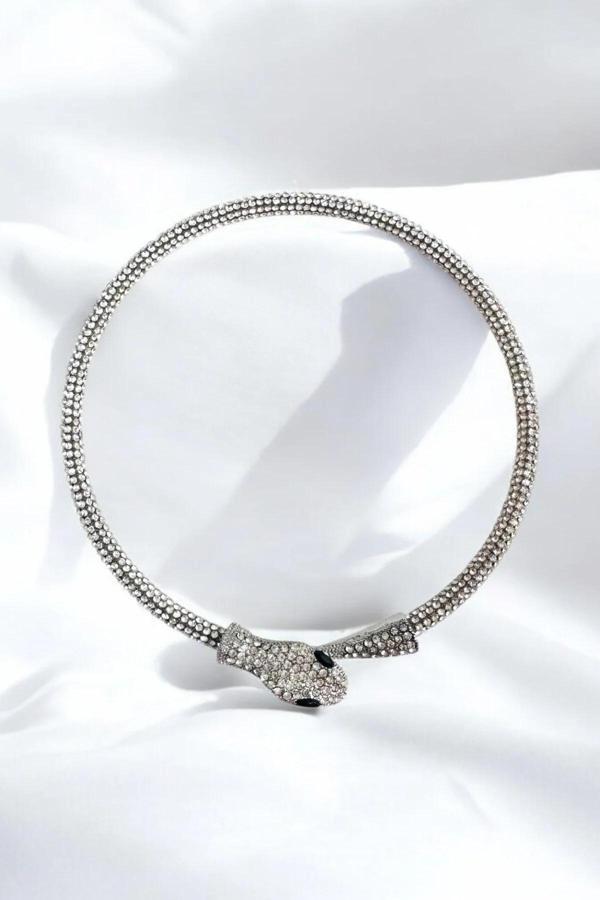 METALİZE CHOKER TAŞLI YILAN TASMA KOLYE - Image 1