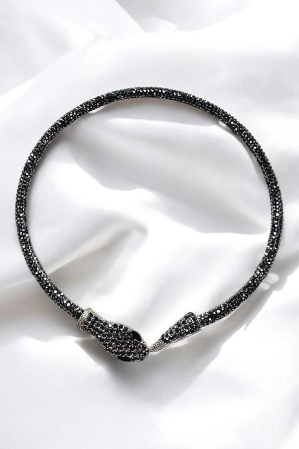 METALİZE CHOKER TAŞLI YILAN TASMA KOLYE - Image 1