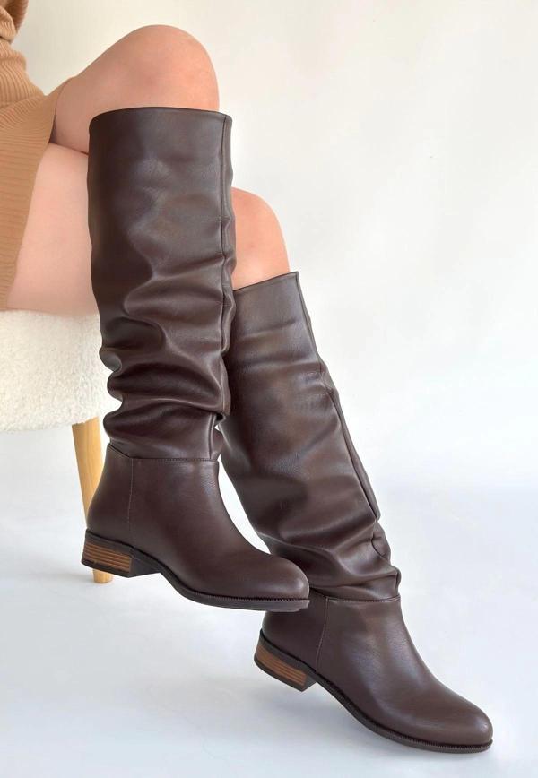 BİÇOMİ Winda Kahverengi Cilt Körüklü Çizme - Image 1