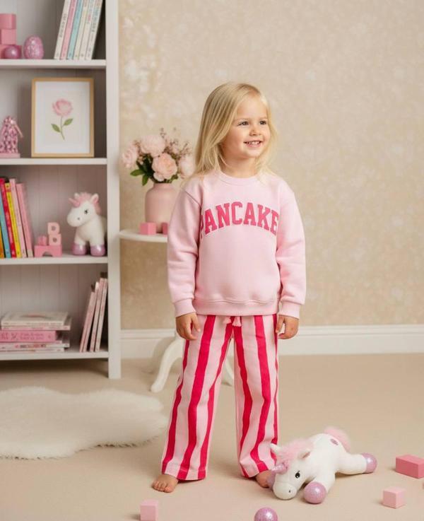 PANCAKE Baskılı Çocuk Takımı – Sweatshirt & Denim - Image 1