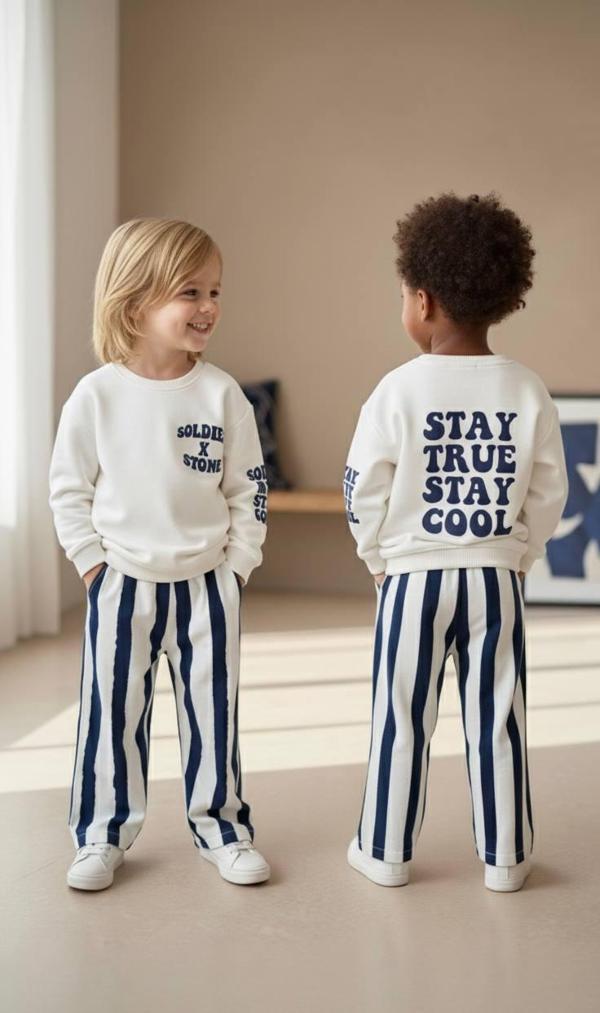 Soldier x Stone Baskılı Çocuk Takımı – Sweatshirt & Denim Pantolon - Image 1