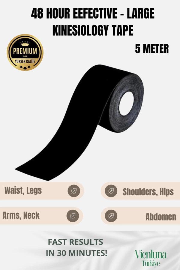 High Quality Waterproof Breathable Athletic Elastic Muscle Pain Kinesiology Tape Black - Image 1