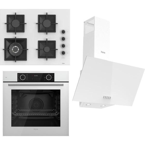 Ferre Flameart Sc Serisi Beyaz Set (SC406-WFA + XE63CB +D087 ) - 65 Cm'lik Kare Döküm Izgara-Wok - Image 1