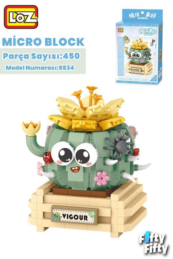 Loz Mikro Blok Serisi Kaktüs Figürü 450 Parça Oyuncak Yapım Seti FFLZ-8834 - Image 1