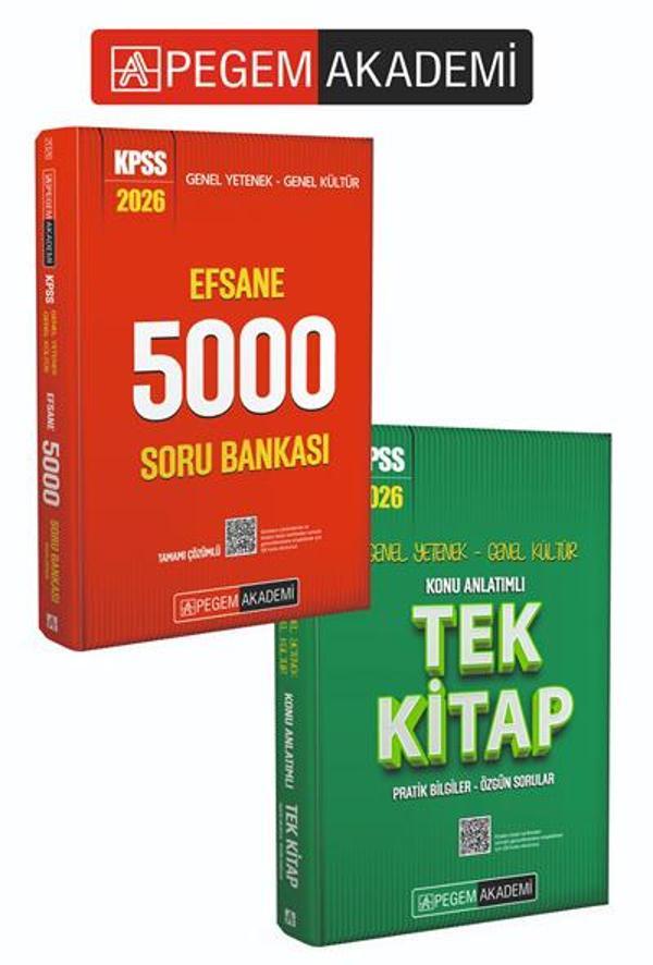 PEGEM AKADEMİ 2026 KPSS Genel Yetenek Genel Kültür Efsane 5000 Tamamı Çözümlü Soru Bankası + 2026 KP - Pegem Akademi Yayıncılık - Image 1