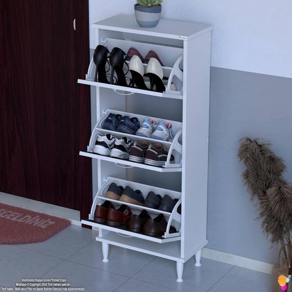 Modilayn VARBİ Kapı Önü 52 x 127 x 25,5 cm’ lik 3 Düşer Kapak 6 Göz Bölmeli Ayakkabılık - Image 1
