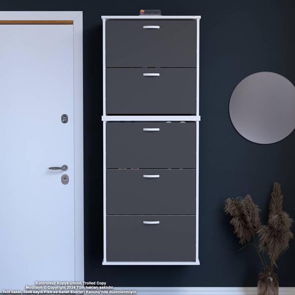 Modilayn VARBİ UMAY' 2 Li Asma Antre 72x 193x 26 cm 5 Düşer Kapak 10 GözAyakkabılık - Image 1