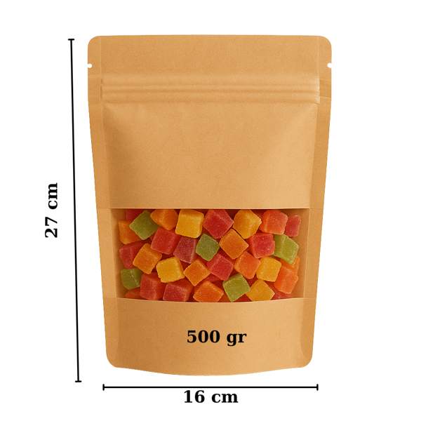 16x27 Kraft Pencereli Doypack   50 Adet - Image 1