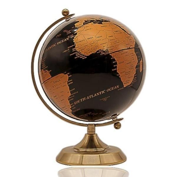 Gold Metal Kaideli Siyah Dünya Küresi 20 x 30 cm - Image 1