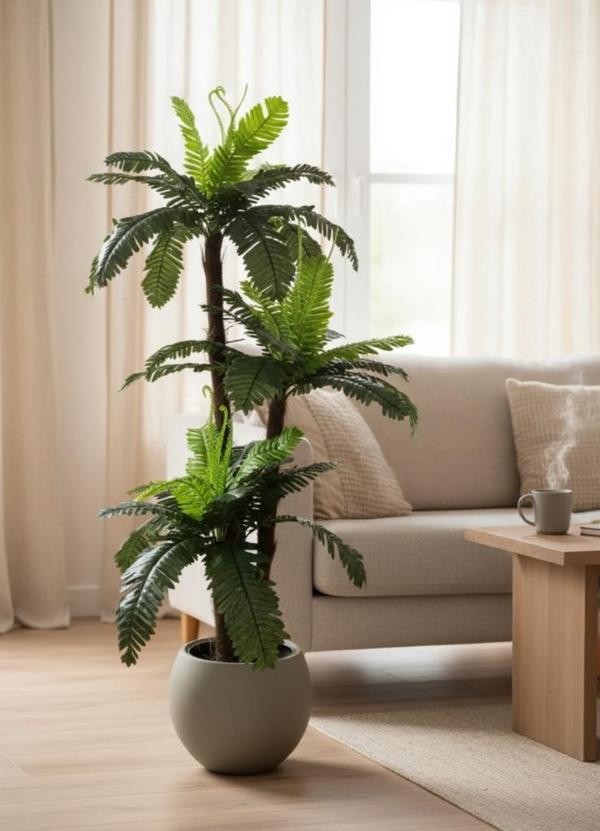 Yapay Ağaç Sıkas Palmiye Ağacı Mokka Küre Saksıda 120*50cm 45 Yapraklı - Image 1