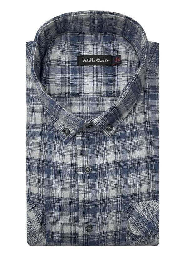 Atilla Özer Büyük Beden Çift Cep Klasik Kışlık Kaşmir Gömlek - 7462 - Image 1